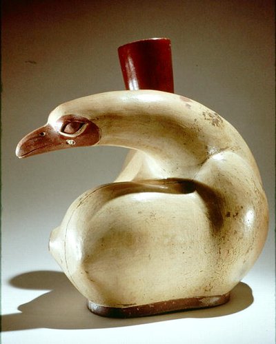 Pottery vessel of a bird, Mochica by Peruvian School